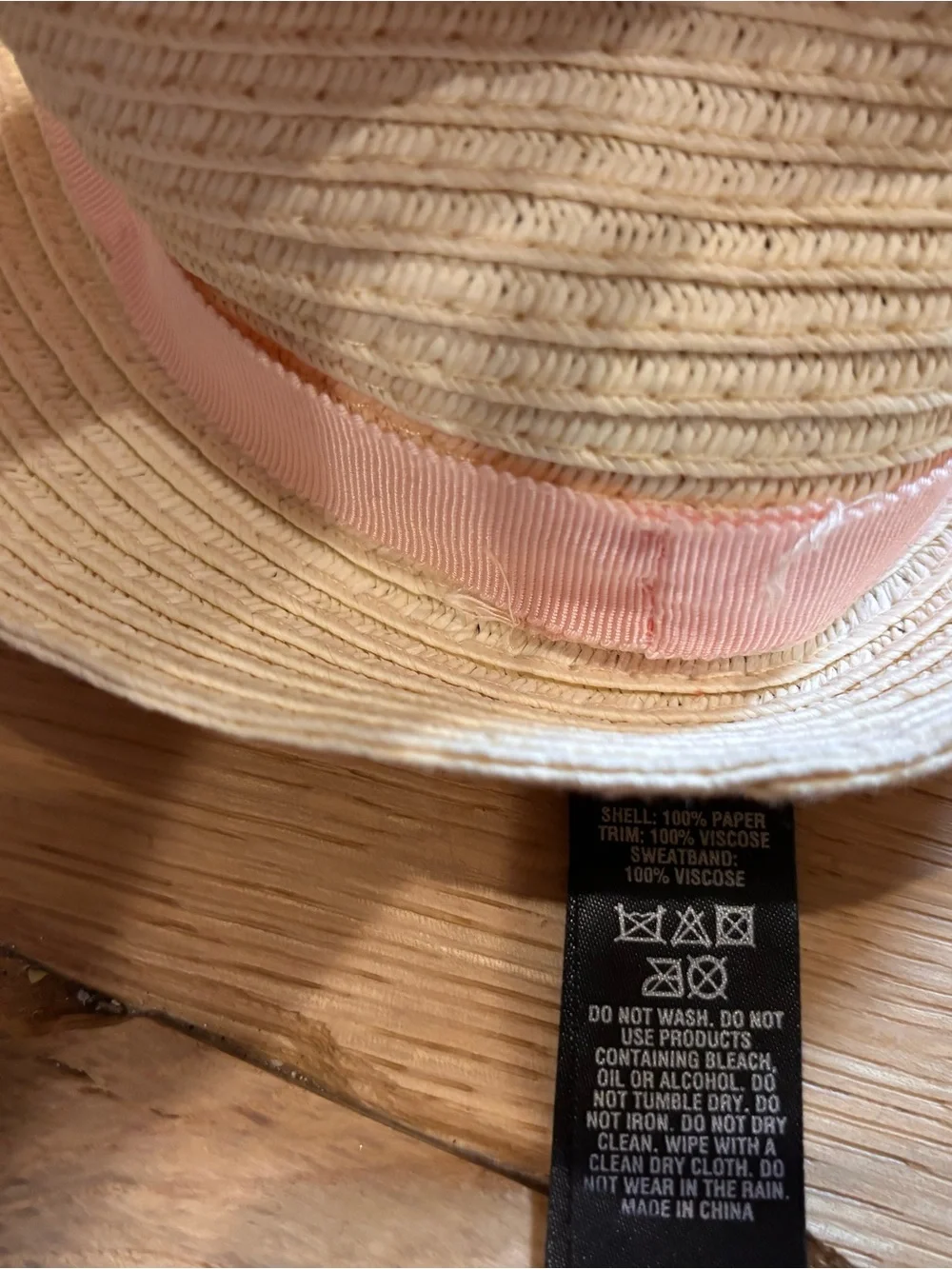 Ted Baker London Cream Straw Hat with Pink Band